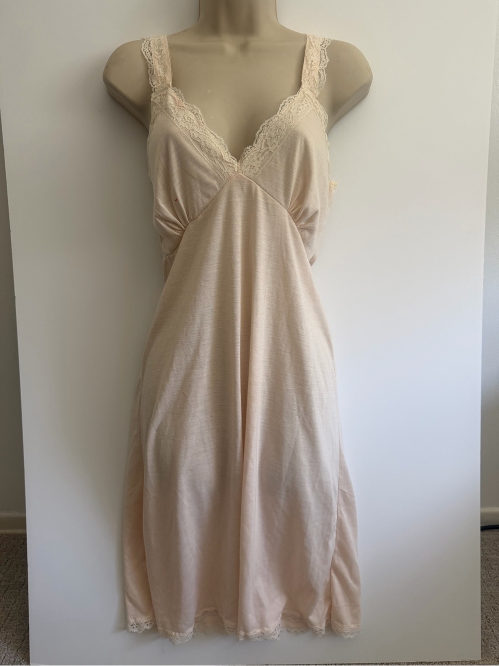 Women's Lace-Trim Slip Dress in Pale Peachy Pink